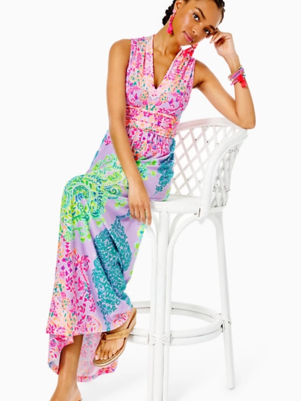 Lilly Pulitzer Pearce Maxi Dress Sunshine Vibes Pink Multicolor Size XL